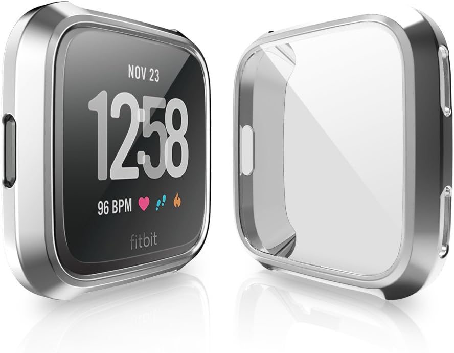 3 Pack Case for Fitbit Versa 2 with Screen Protector, Haojavo Soft TPU Full Protective Cover Ultra-Thin Scratch Resistant Slim Fit Plated Bumper for Fitbit Versa 2 Accessories