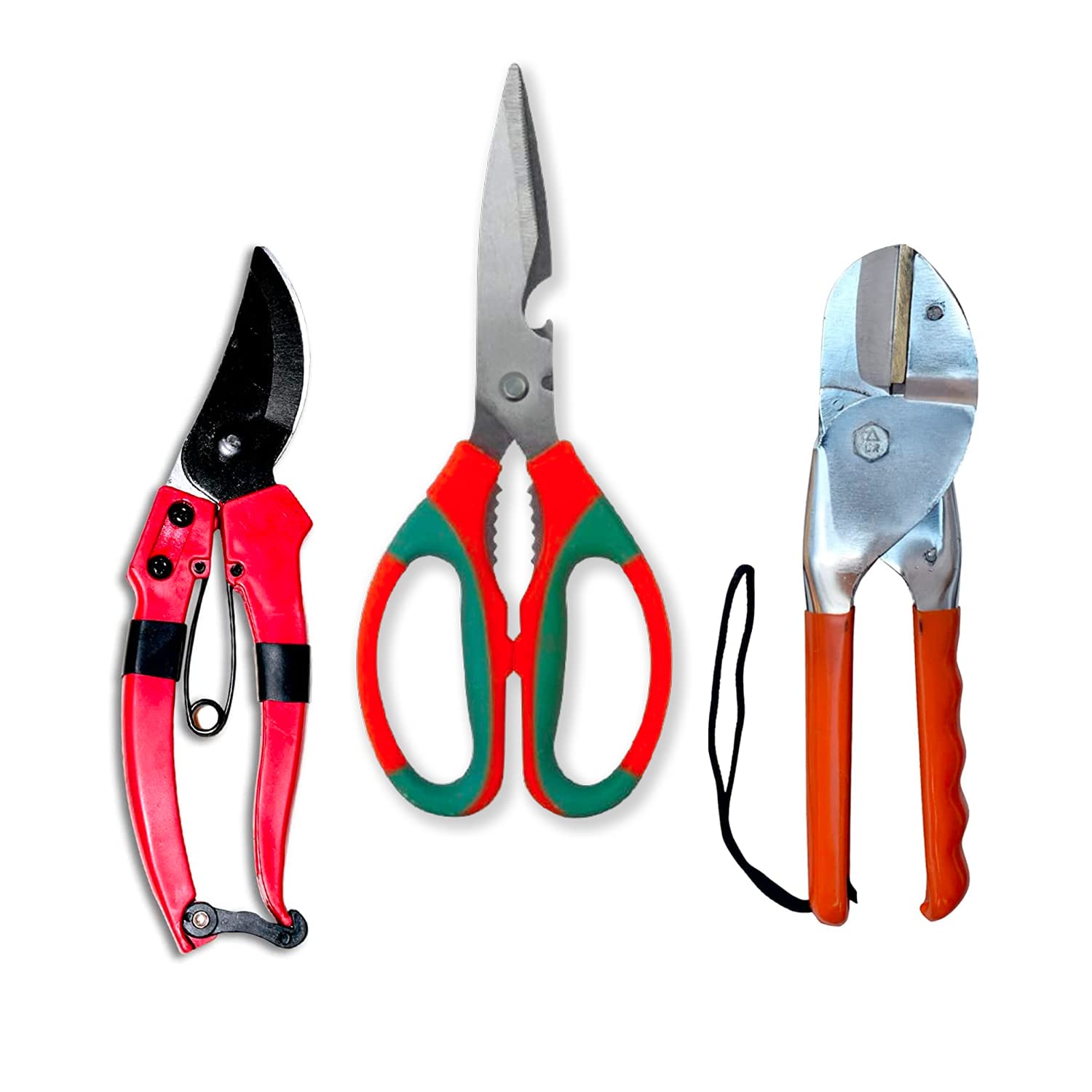 Cinagro (Set of 3) Stainless Steel Gardening Tools, Pack of Pruning Shears, Pruning Secateurs and Gardening Scissors, Sharp Blades for Easy Cutting, Comfortable and Durable (Multicolor) (B09J1CP8QW) Amazon Price History, Amazon Price Tracker
