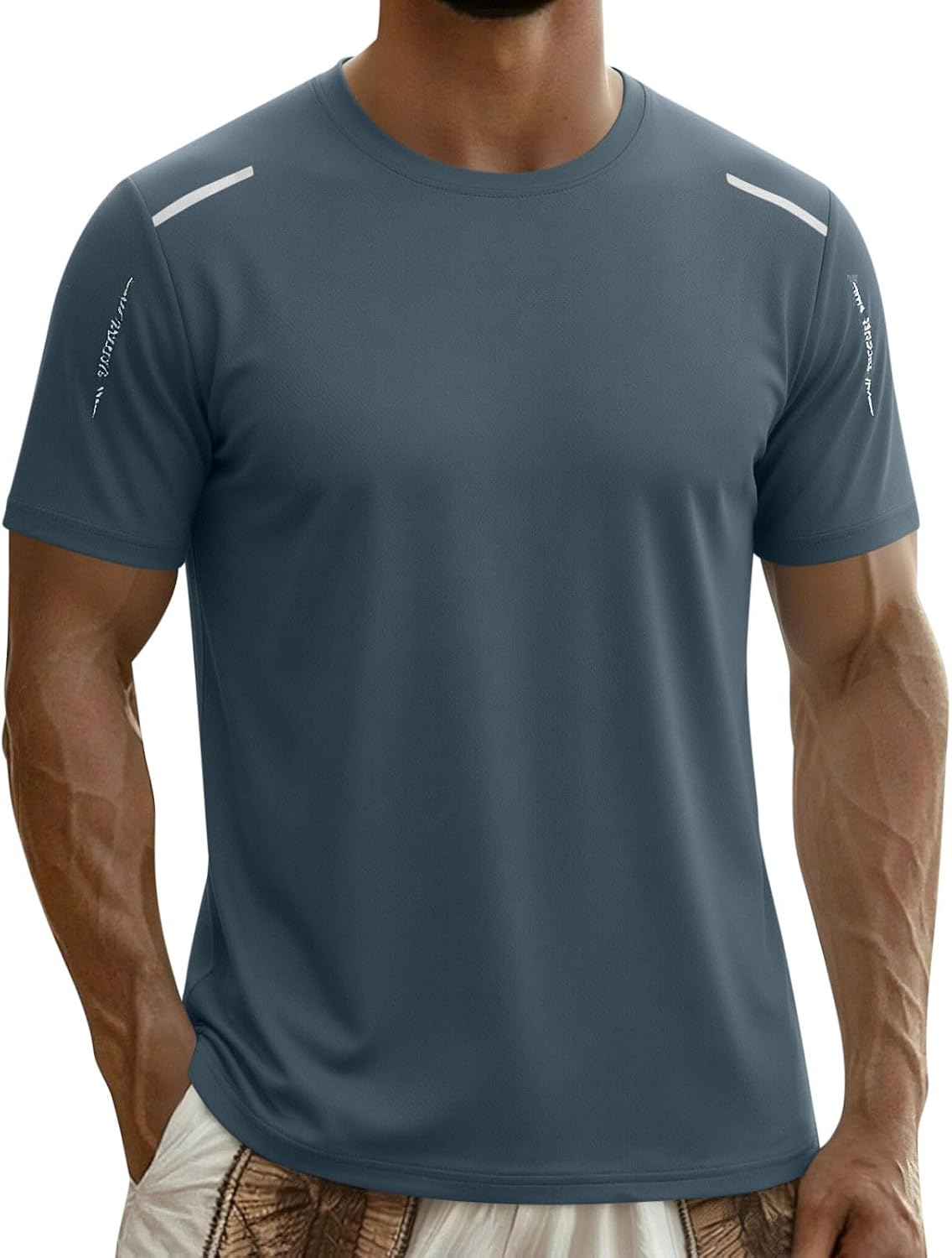 Mens Workout Shirts Quick Dry Athletic Shirt Short Sleeve Crew Neck Tshirts Moisture Wicking Gym Performance Shirt