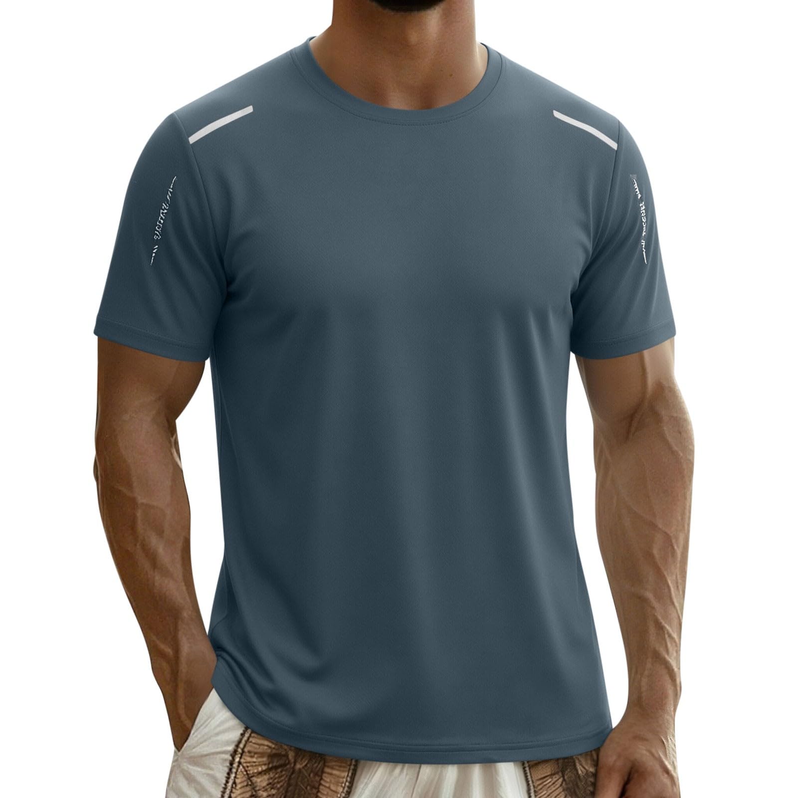 Mens T-Shirts Workout Shirts Casual Short Sleeve Athletic Quick Dry T-Shirt Lightweight Cooling Gym Running Fit Tops — view 10
