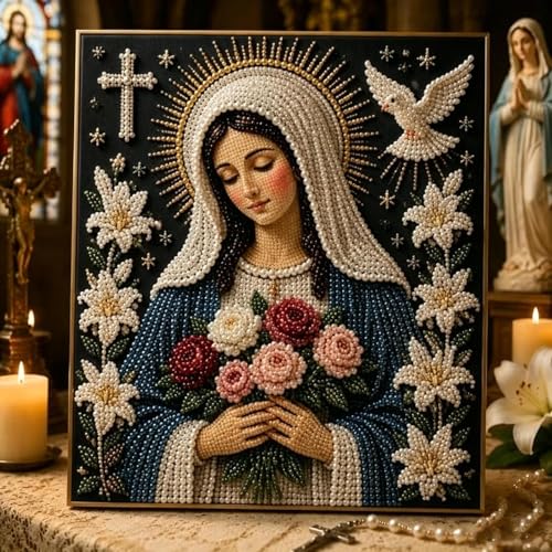 Pintura de perlas religiosa con acabado radiante para sala 4