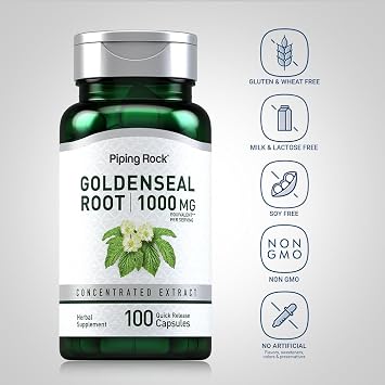 Piping Rock Goldenseal Root Capsules | 100 Pills | Herbal Supplement
