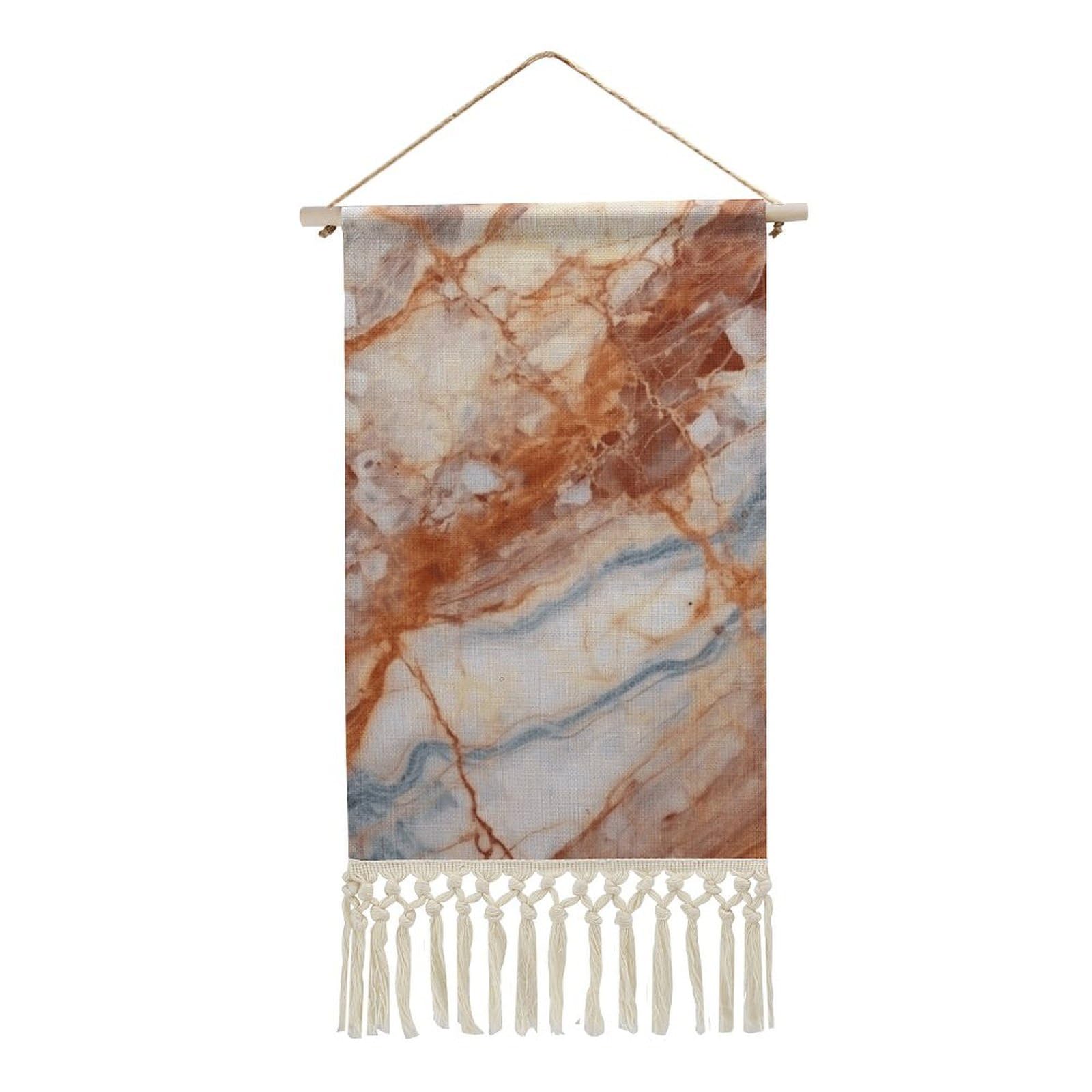 BTCOWZRV Cotton And Linen Hanging Poster with Tassels, Marble Wall Hanging Tapestry Vintage Wall Art Painting Modern Artwork Decoration for Home Decor Ready to Hang 10x19.6 in