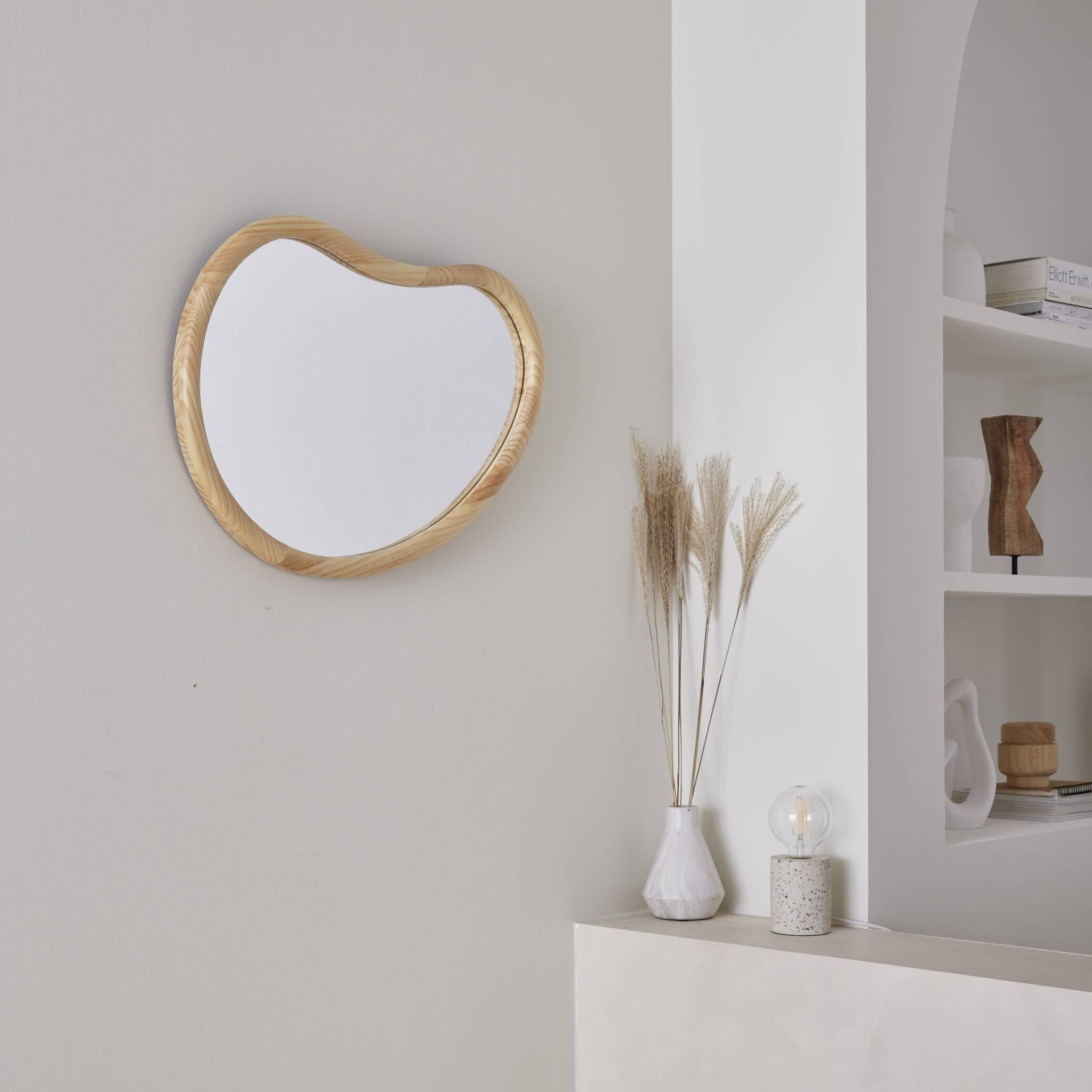 Alice's Garden sweeek - Miroir Organique en Bois de Sapin 65cm épaisseur 3cm Coloris Naturel idéal entrée. Chambre ou Salle de Bain