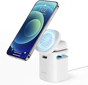 Magnetic Wireless Charger, 2 in 1 Charging Station, Bluetooth Speaker, for iPhone 15/14/13/Pro/Max/Plus, Airpods 3/2/Pro, Ideal Gift for Women and Men