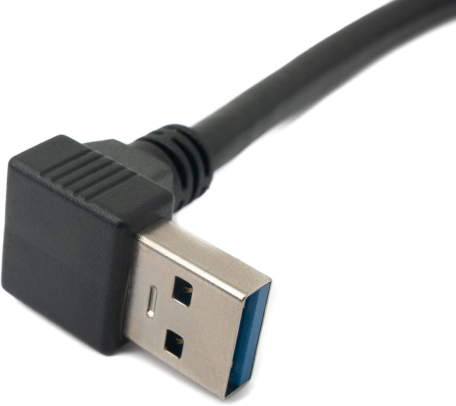System-S USB 3.0 Cable 30 cm Micro B Male to A Male Screw Angle Adapter Black - Image 3