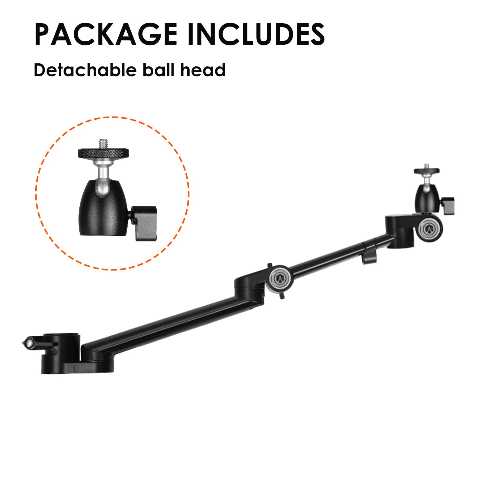TARION Soporte Modular para cámara de Escritorio, Brazo de Escritorio DSLR de 48 cm con Cabeza esférica de Tornillo de 1/4 Pulgadas Ajustable a 360 Grados, Compatible con Varillas de 35 mm, Brazo