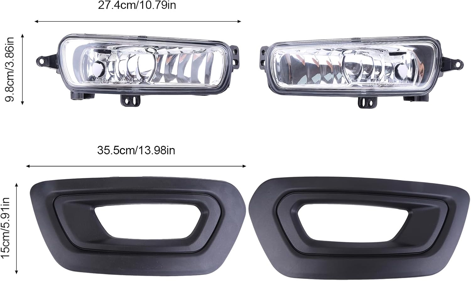 2 PCS Left&Right Fog Light with Bezels Cover for 2020 2021 2022 2023 Ford Transit Fog Light Lamp Bumper Driving Fog Lamps W/Bulb Clear Lens Driver &Passenger Side KK3Z17B814BD KK3Z17B814BC