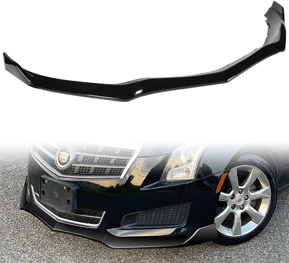 Q1-TECH, Front Bumper Lip fit for Compatible with 2013-2014 Cadillac ATS, Front Lip Spoiler Air Chin Body Kit Splitter, ABS (Painted Carbon Fiber)