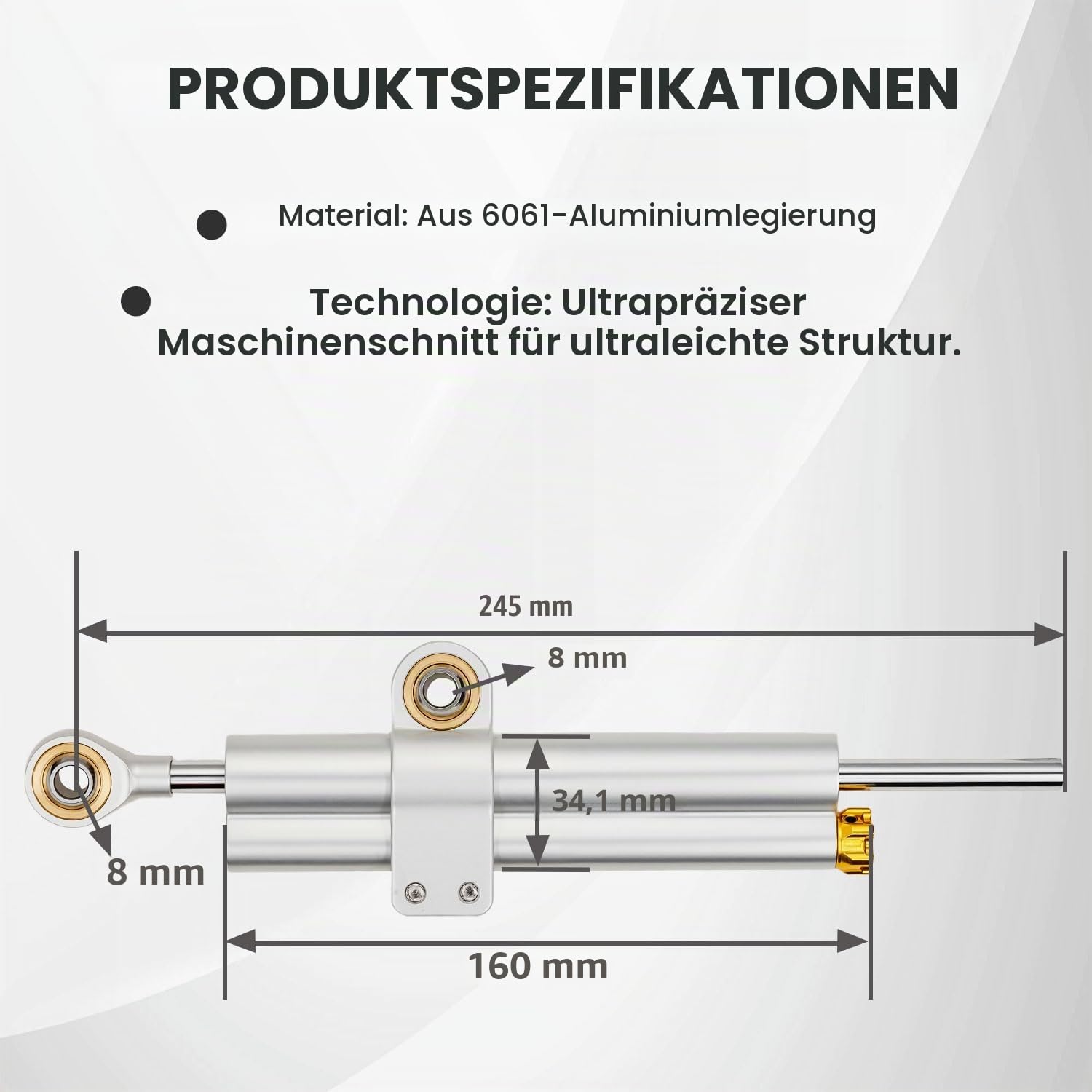 Lenkungsdämpfer Motorrad,CNC Aluminium Motorrad Lenkungsdämpfer Stabilisator Universal Einstellbar für E Scooter Fahrrad MT07 GSXR750 K4 ZX6R TL1000R