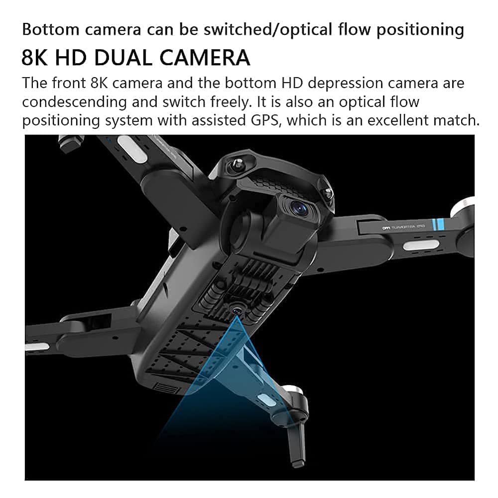 Quadcopter with Brushless Motor Foldable GPS Drone with 8K UHD Camera for Adults Auto Return Home Follow Me 25 Minutes Flight Time Long Control Range (4K HD dual camera)