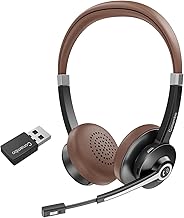 Conambo Bluetooth Headset with Microphone, Wireless Headphones with Microphone for Laptop/Cell Phone/Mac, Bluetooth 5.0 Stereo Headset with USB Dongle & DSP Noise Cancelling-Works with Skype,Zoom