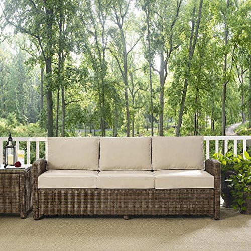 Crosley Furniture Bradenton Outdoor Wicker Patio Sofa With Cushions - Sand #TOP5