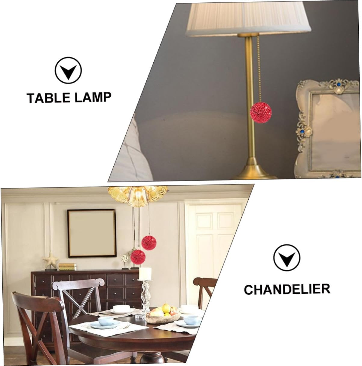 Gadpiparty 3sets Rhinestone Ceiling Fan Pull Chain Lamp Hanging Chain Decor Easy to Install for Light Fixtures and Ceiling Fans