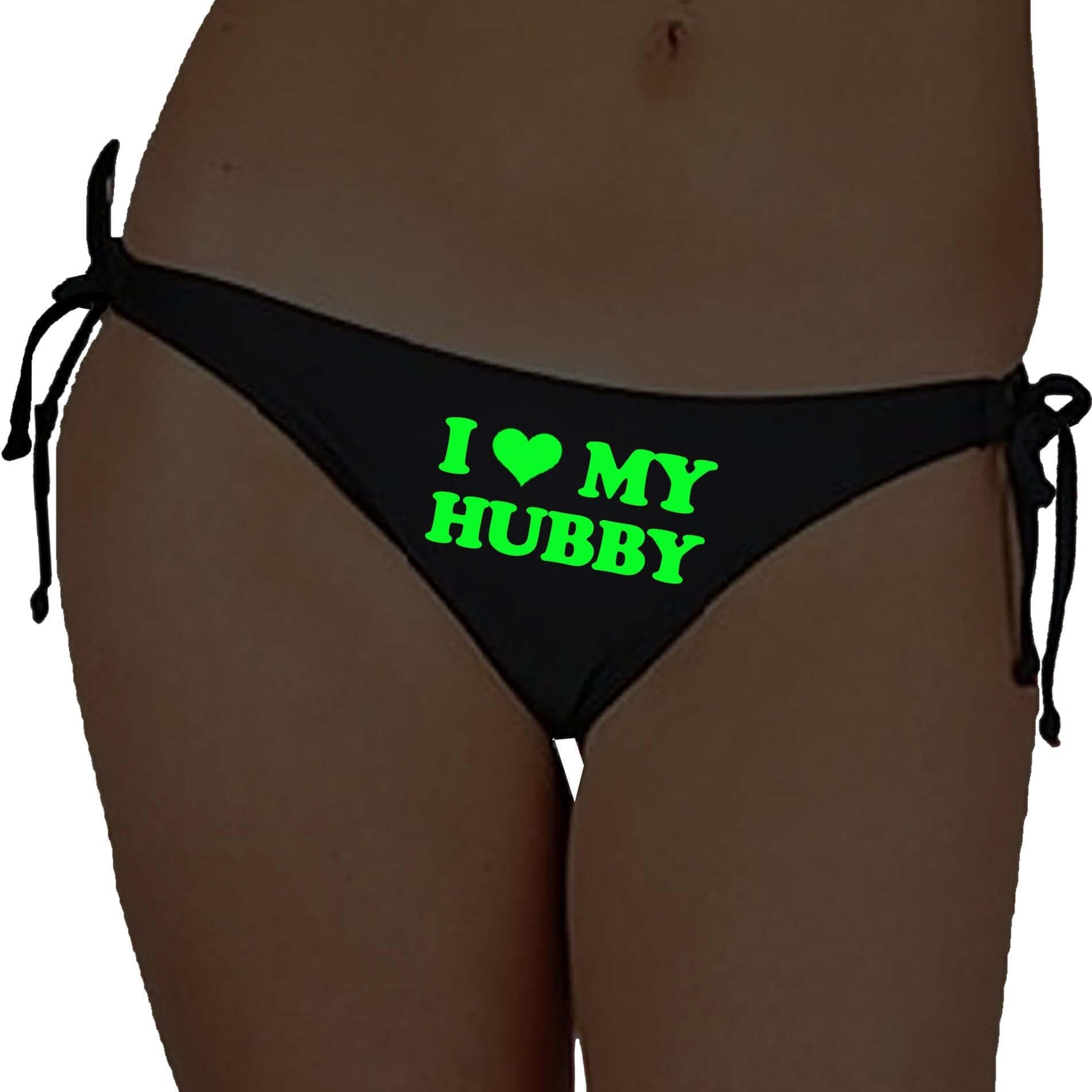 kamuklife Women’s Glow-in-The-Dark Bikini Panty with “I Love My Hubby” Design Black-picture-55