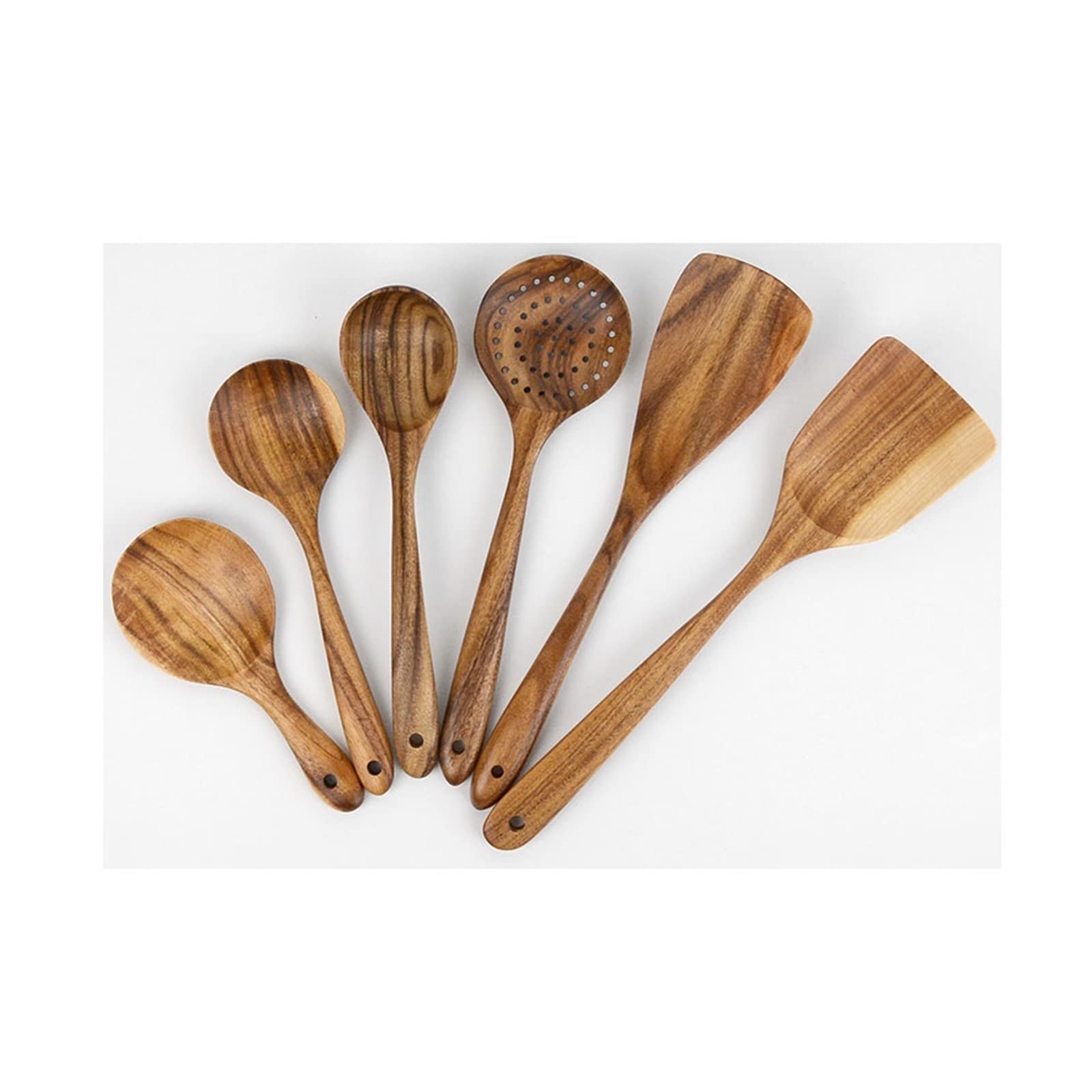 MYUYEE Kitchen Wood Cooking Utensils & Gadgets Utensils Spoons Spatulas 6 Pieces Sets