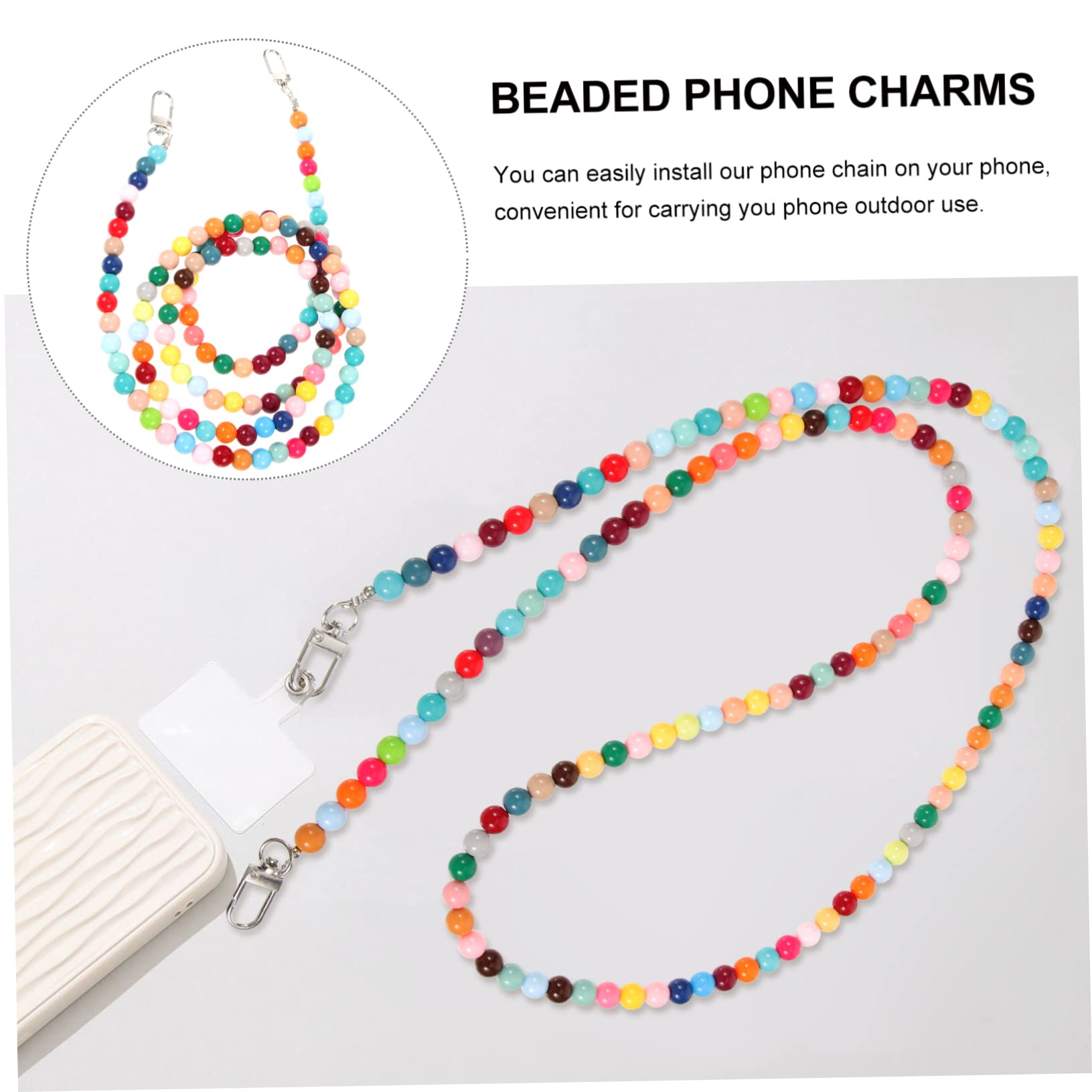 OSALADI 2 Pièces Boucle Chaîne De Téléphone Portable Perlé Lanière Téléphone Étui Pour Ceinture Téléphone Chaîne Sangle Collier Lanière -Perte Téléphone Cou Lanière Clé Lanière