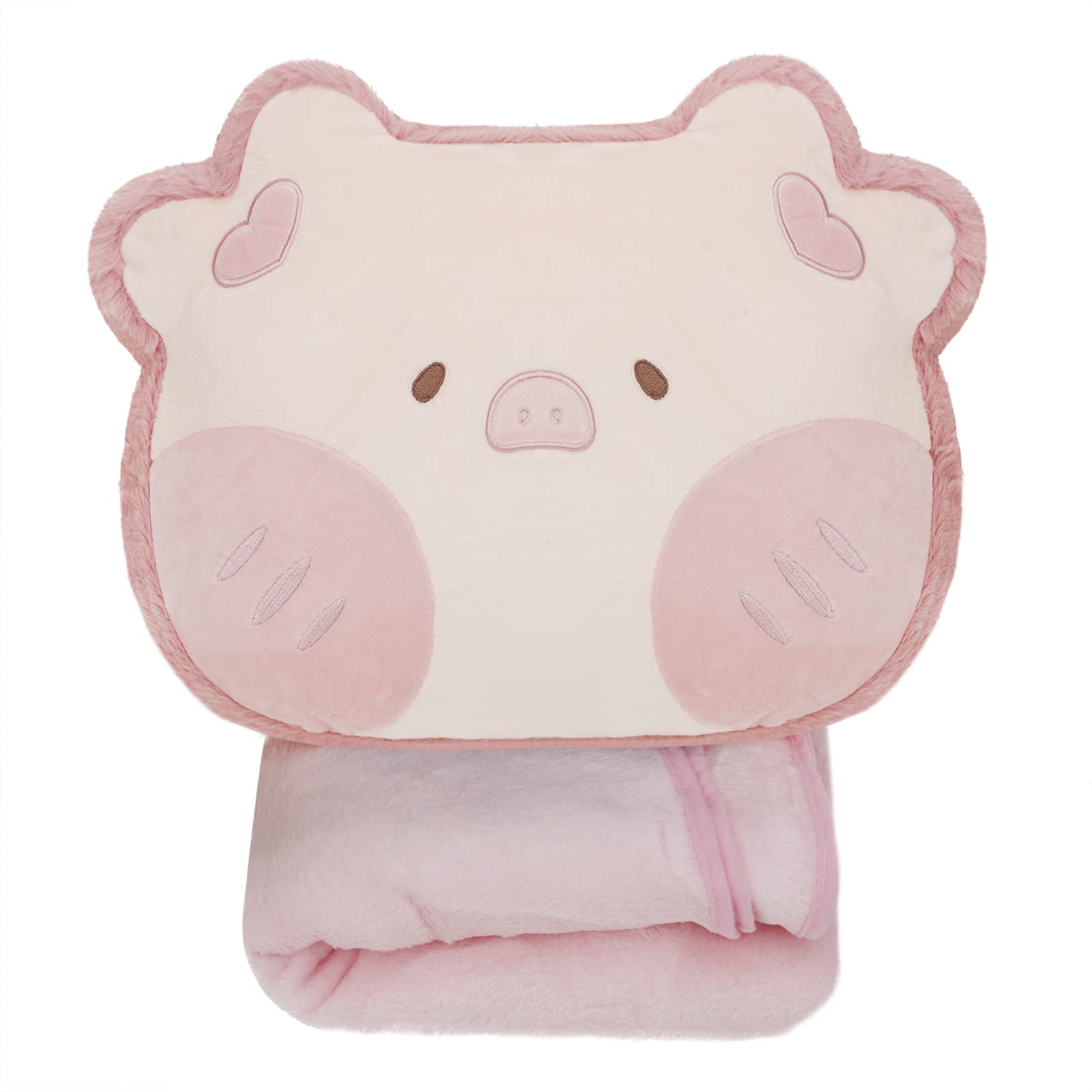 Beisto Throw Pillow Blanket 2 in 1, Dual-Purpose Plush Pillow and Flannel Blanket, Cartoon Back Cushion Rest Pillows for Office Nap, Car, Travel