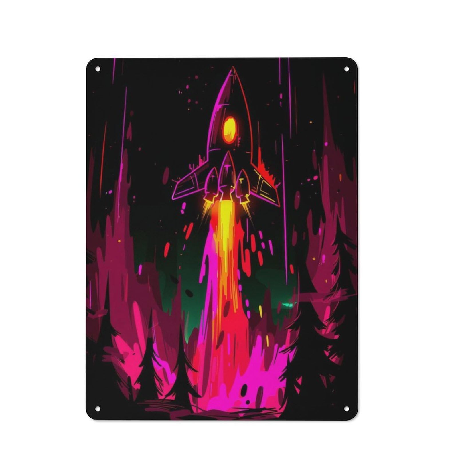 Junmoney Cosmic Launch Tin Wall Plaque 40X30cm With For Hobby Room Or Studio, For Metal Sign Collectors, For Kitchen And Home Bar Decor