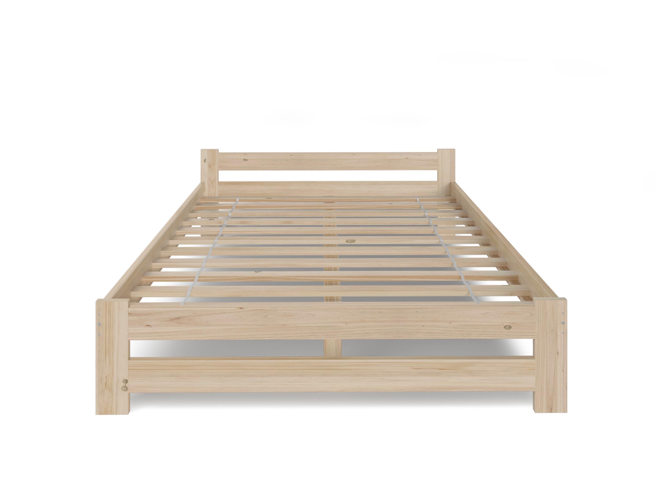 Home Collective Holzbett 140x200 cm mit Lattenrost Modern Bett Kiefer Massiv Bettgestell Doppelbett Massivholzbett Klassisch Komfortabel & Langlebig Skandinavisch Boho Landhaus Kopfteil flach Natur