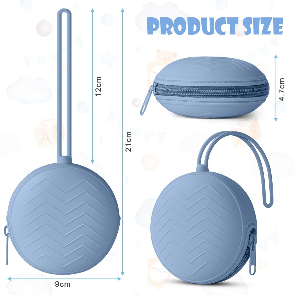 Boite a Sucette Bebe 3pcs Silicone Rangement Portable Impermeable sans BPA Voyage Gris fume Kaki Bleu