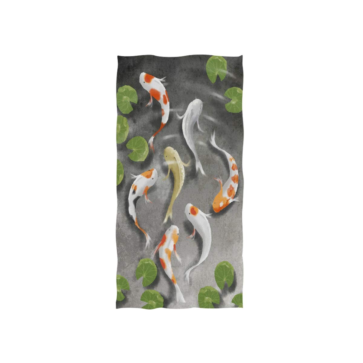 HUYGD Koi Carp Fish Lotus Leaf Lake Soft Bath Hotel Spa Hand Gym Sport Towel 76 x 38 cm(30 x 15 Inches)