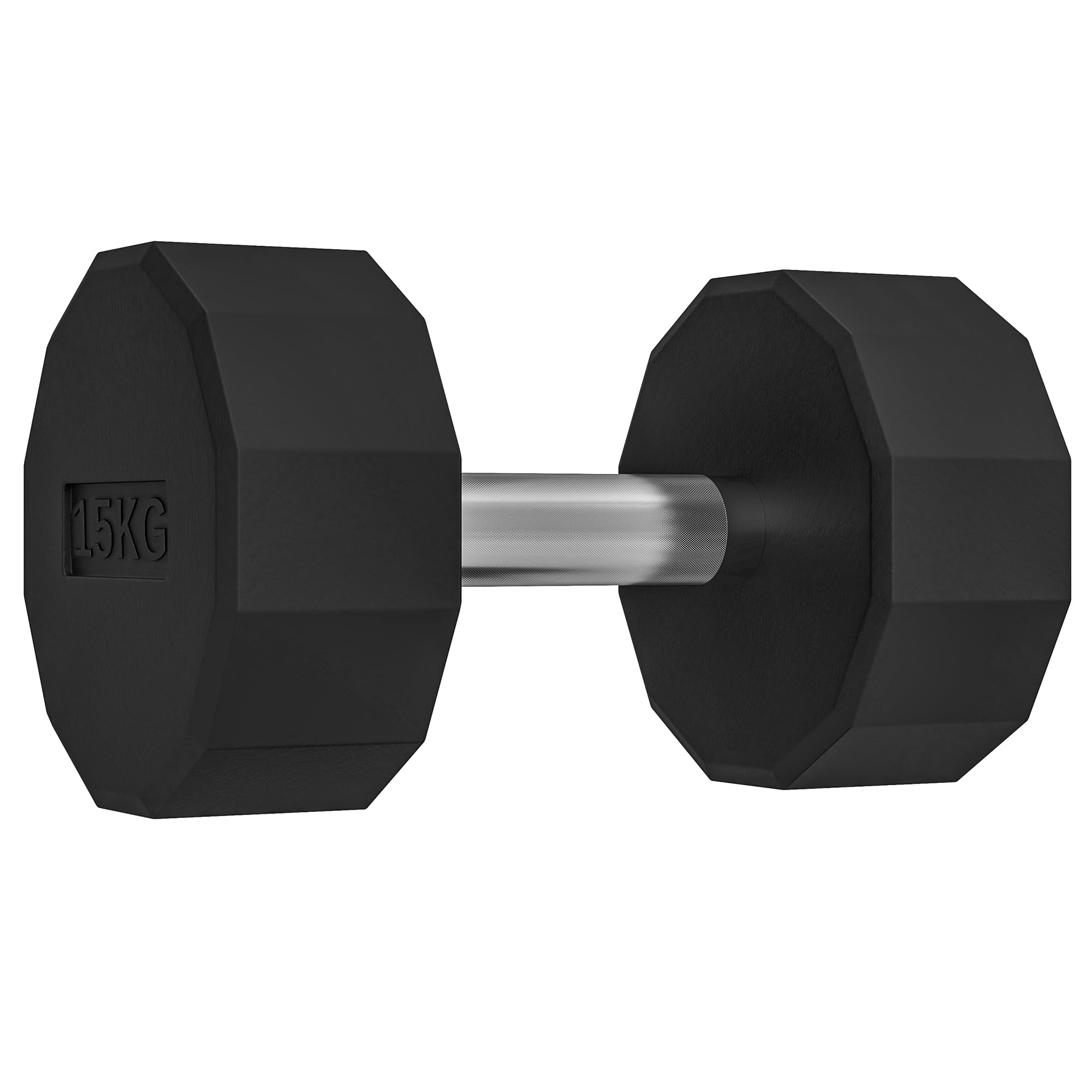 SPORTNOW Haltère courte total 15 Kg - 1 pièce, entraînement musculaire & haltérophilie - poignée antidérapante, fitness, sport à domicile, noir