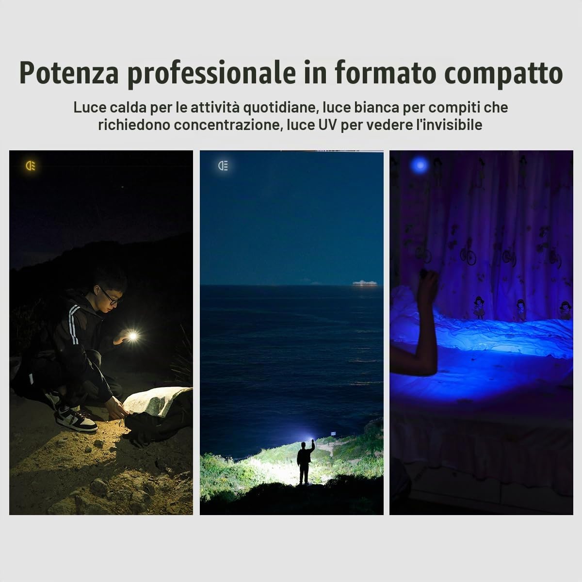 IMALENT GR36 2800 - Torcia EDC ricaricabile con clip tascabile, con luce fredda, luce calda e luce UV, compatta, comoda ricarica USB C, magnetica tascabile, per uso con fari di soccorso e campeggio