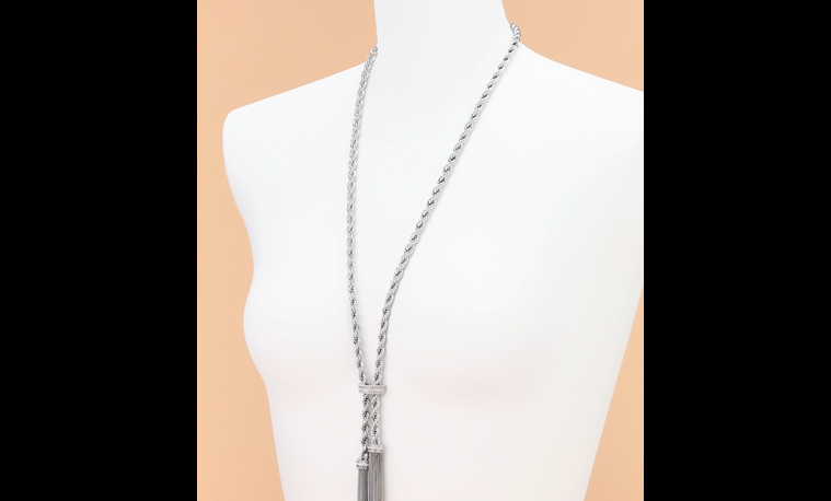 1-1827【美品】グロッセ フリンジ プラチナカラー ネックレス レディース 1-1827【美品】グロッセ フリンジ プラチナカラー ネックレス