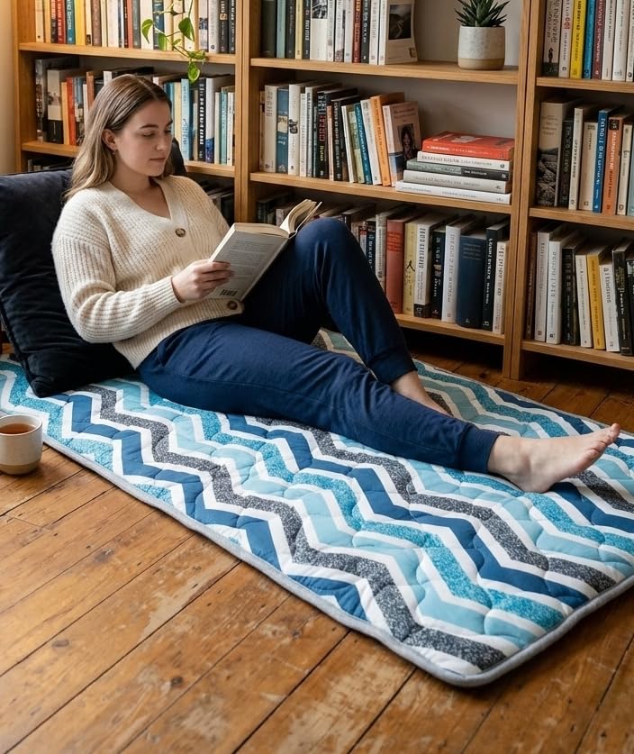 Image of K25 Cotton Floor Bed Mattress with High-Density Foam & Fiber for Extra Bedding | Lightweight Reversible Portable Rolling Mat for Travel Yoga Outdoor & Camping (Size: 72x36x0.8 Inch, Multicolor)