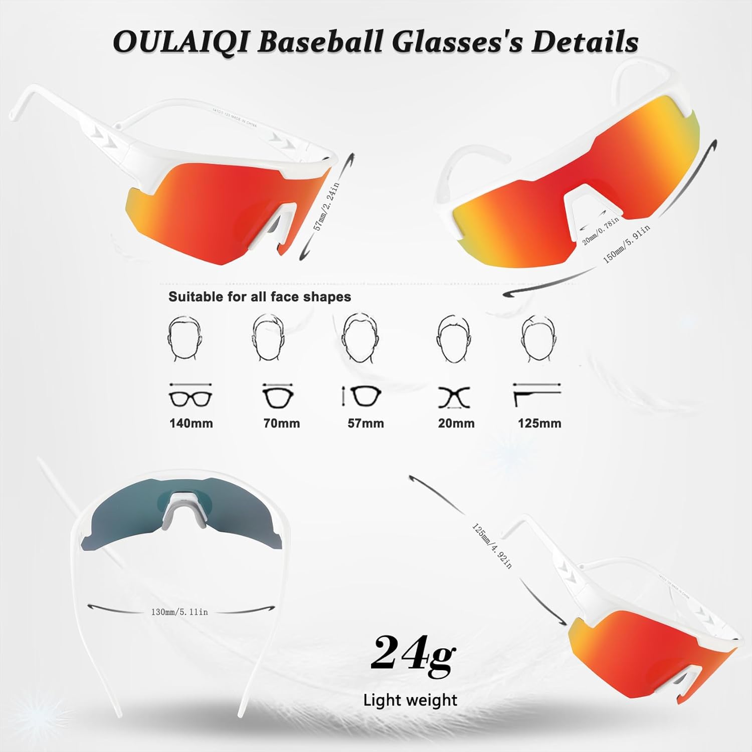 OULAIQI Polarized TR90 Lightweight Sports Sunglasses, UV400 Protection – Unisex for Cycling, Running, Baseball & Hiking