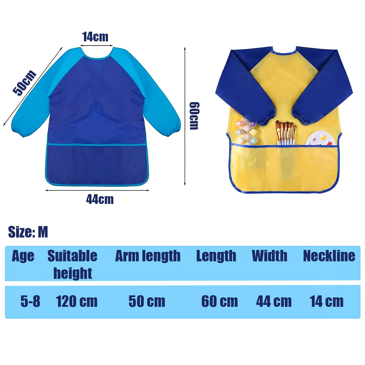 Norhogo 2-piece Painting Gowns Waterproof Apron, Waterproof Children's Smocks with sleeves and 3 pockets - Image 2