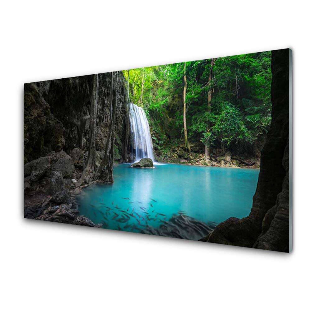 Plastique imprimés tableau mural moderne 100x50cm paysage cascade et lac Tulup