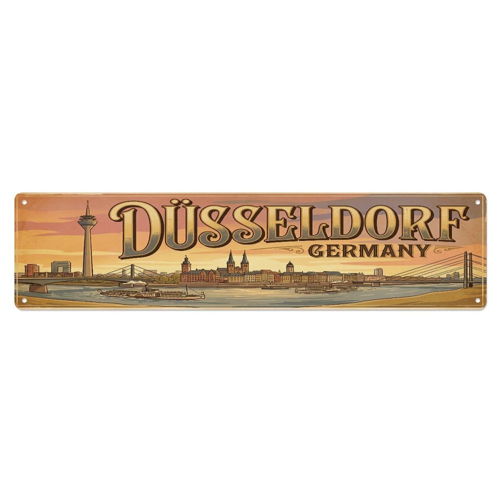 Tgrcjimh Style Metal Tin Sign Vintage Travel Dusseldorf Germany