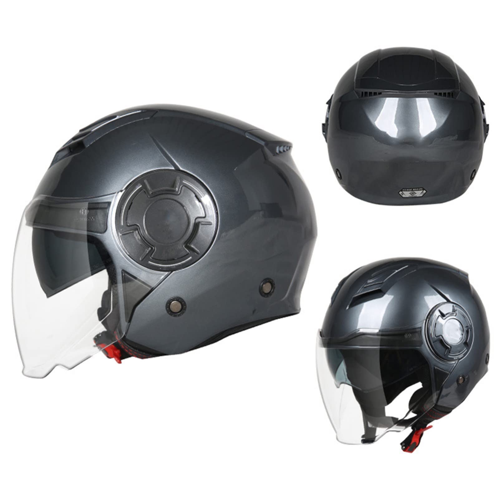 BAUTI Casque Moto à Visage Ouvert Casque Jet 3/4 Casque Demi-Couverture Vintage Approuvé par Le ECE Double Pare-Soleil Casque D'été Léger Homme Femme Scooter Cyclomoteur Chopper N,L=(57-58CM)