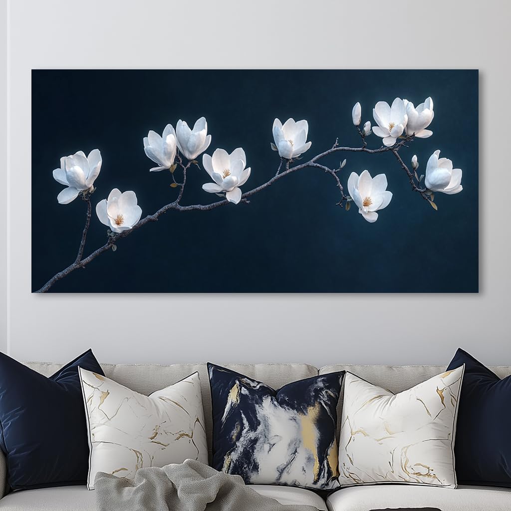 IHHGNB Canvas Wall Art Magnolia Branch Painting Print for Bathroom Living Room Kitchen Bedroom Modern Artwork Print Picture(20x40cm(8x16in)/No frame)