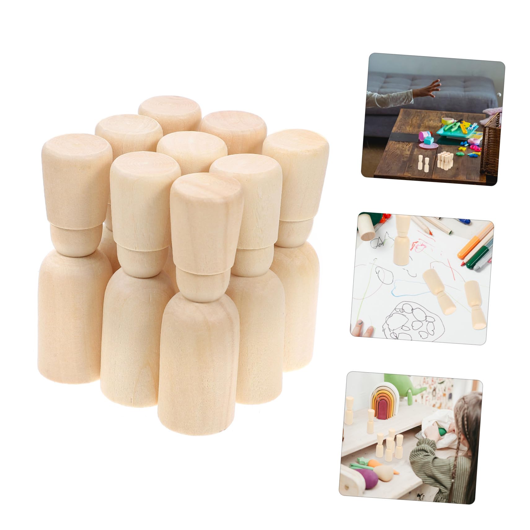 Muñecas de Madera sin Terminar con Clavijas para Pintar 20 Piezas Niños Multicolor DIY Manualidades Arte Creativo Hogar Niños y Niñas Uso Escolar