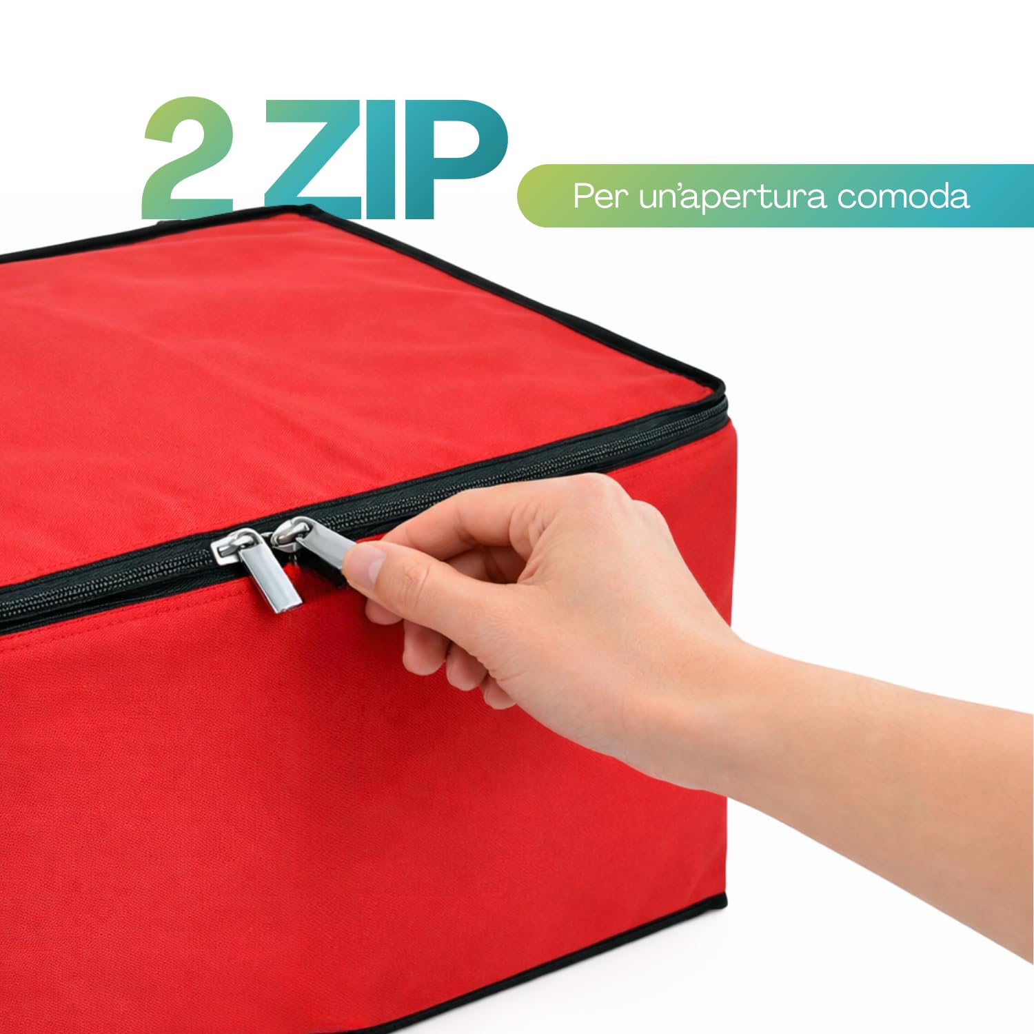 PALUPLUS Scatola Porta Palline di Natale, Misura 43x35x35 cm, fino a 80 Scomparti Modulabili, Contenitore Organizer con Cerniera e Maniglie, Custodia Impermeabile, Box per Addobbi Natalizi -7977C