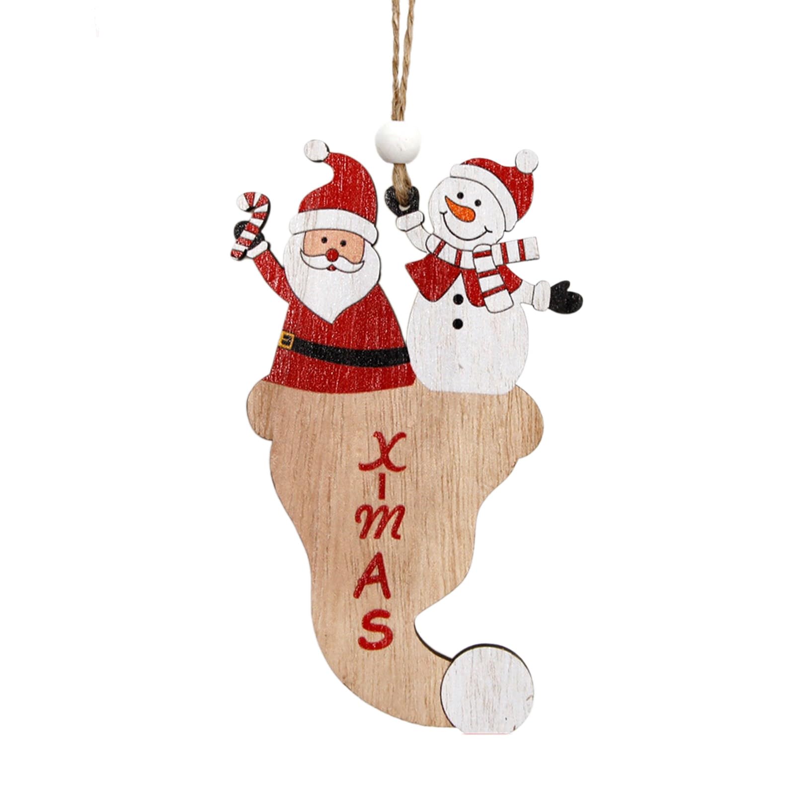 Xinsheinelry Wooden Christmas Tree Hanging Ornament SantaClaus Snowflake Decoration Wooden Decoration
