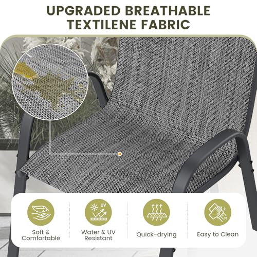 Image of UDPATIO Patio Chairs Set of 6, Stackable Outdoor Dining Chairs with High Back, Breathable Textilene Fabric Outdoor Chair All Weather, 350LBS Capacity for Garden /Backyard (Dark Grey)