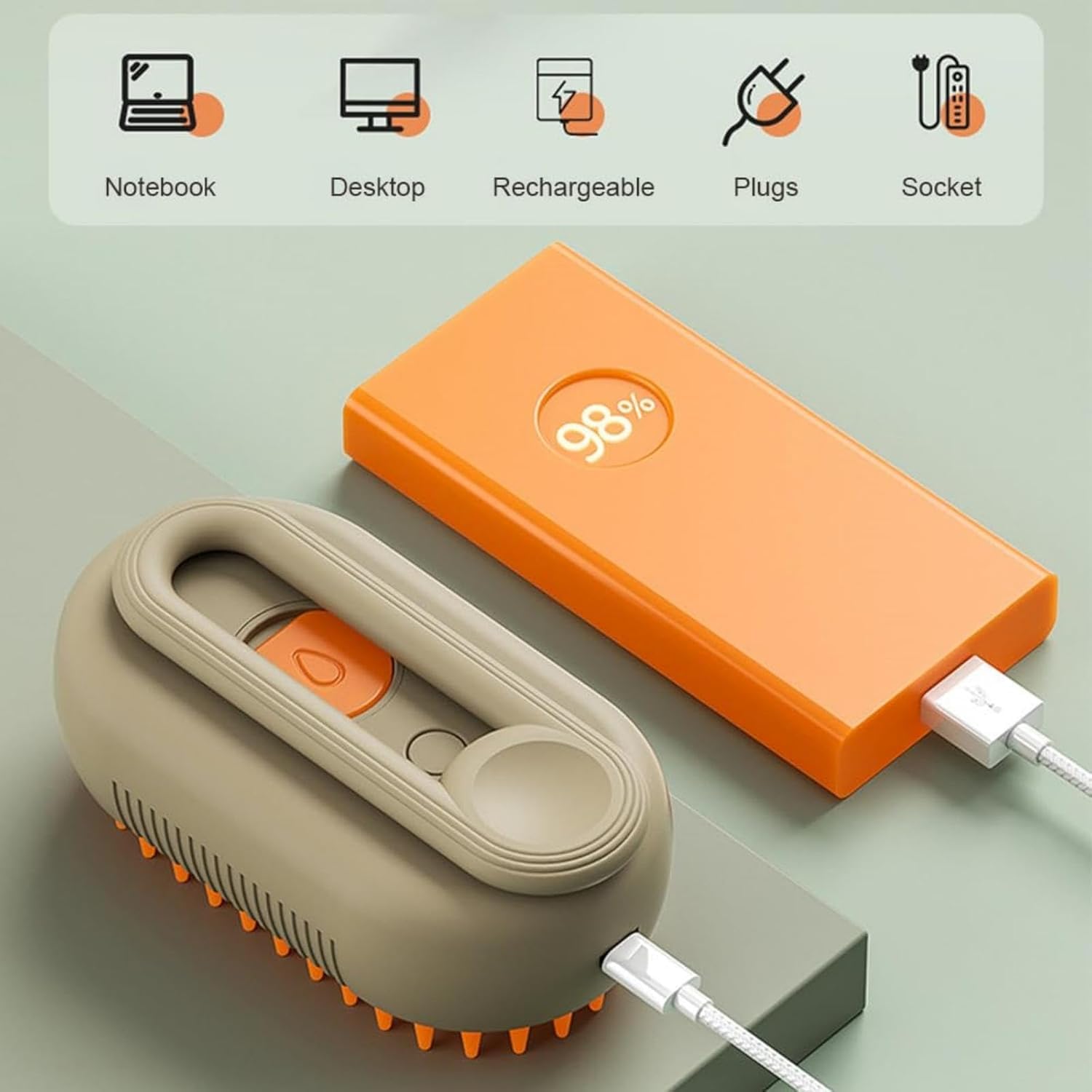 Hair Cleaning Spa Brush for Cats Dogs, Spritz Defur Comb for Cats Dogs, 3 In 1 Cat Steam Brush Catzcomfort Cleaning Brush (Brown+Purple)