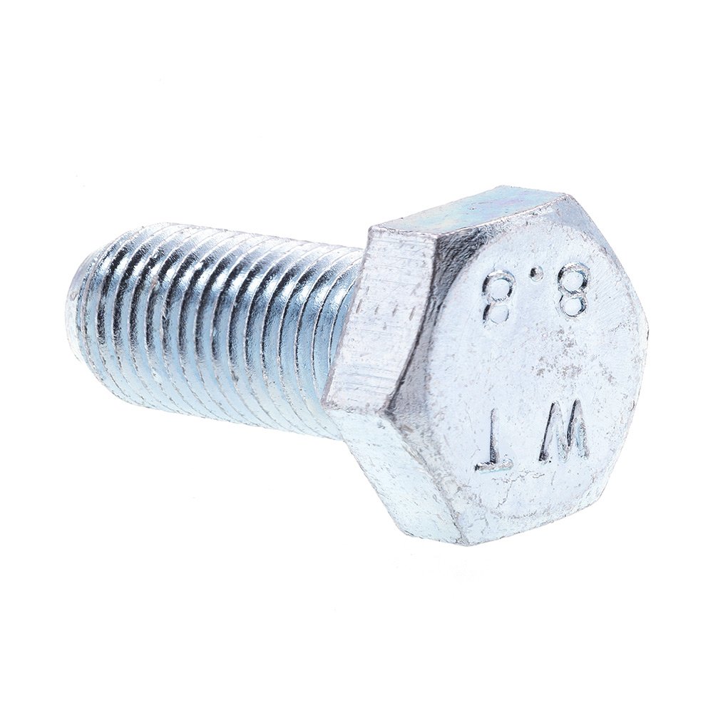 Tornillo de cabeza hexagonal M8 x 20 mm en acero zincado clase 8.8 métrico, 10 unidades