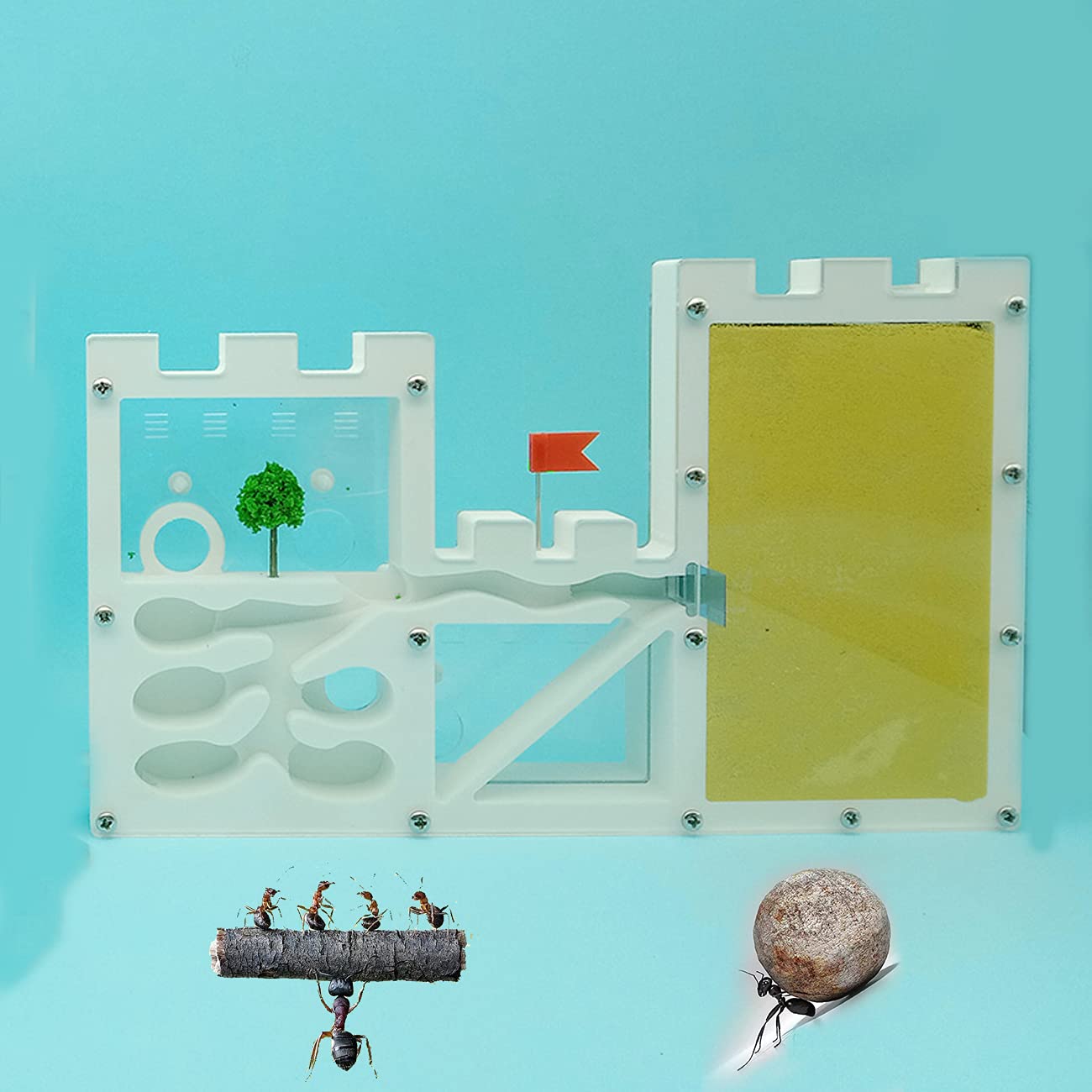 3D Antworks, Acrylic Transparent Ant Nest, Environmental Protection Material, 360 Degree Rotatable, Escape Prevention, for Ant Habitat Educational and Learning Nature Science,C