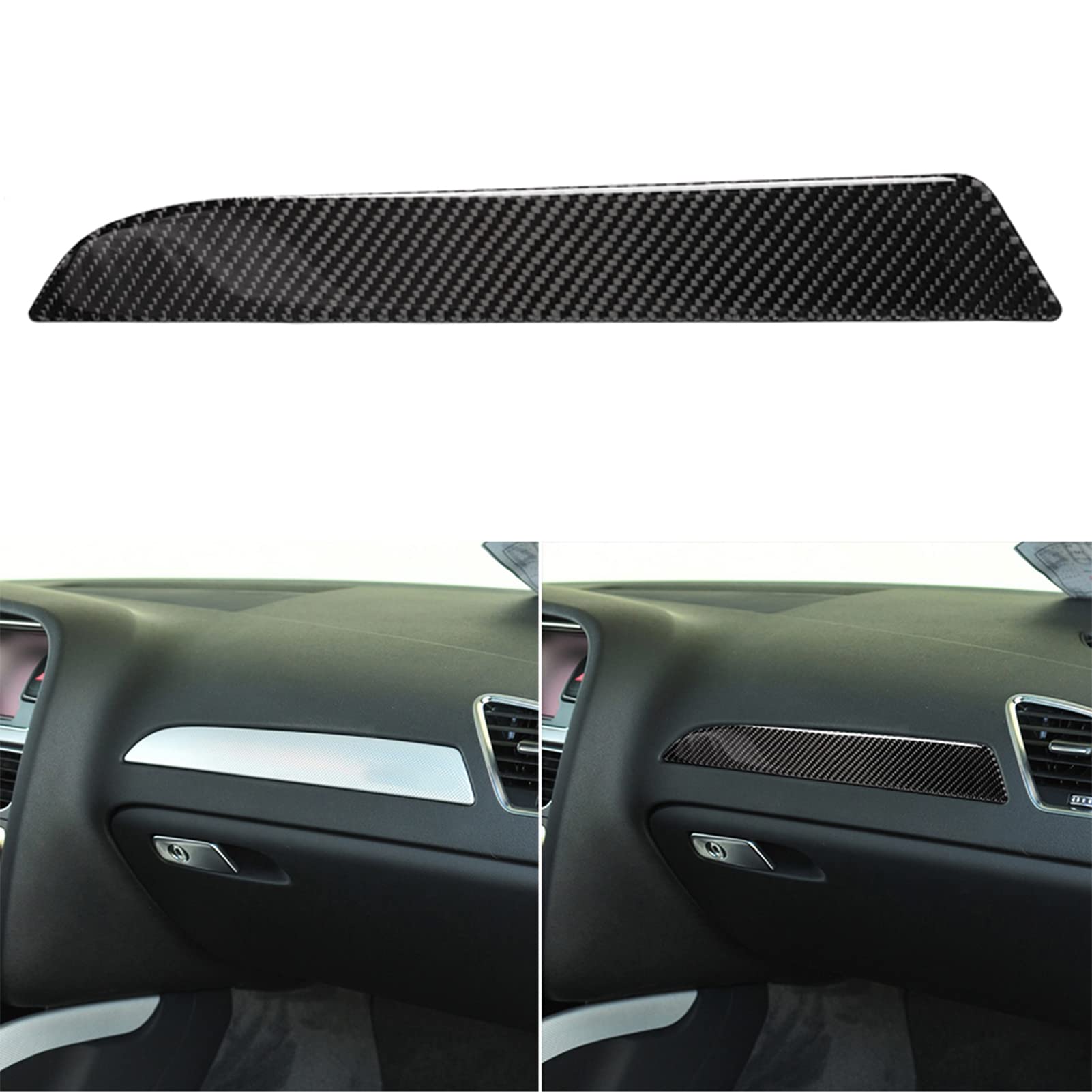 NVCNX Real Premium Carbon Fiber for Audi A4 B8 Accessories 2009-2016 2010 2011 2012 2013 2014 2015 Car Dash Board Dashboard Passenger Side Panel Cover Interior Trim Thick Overlay Sticker Decal 1PC - B
