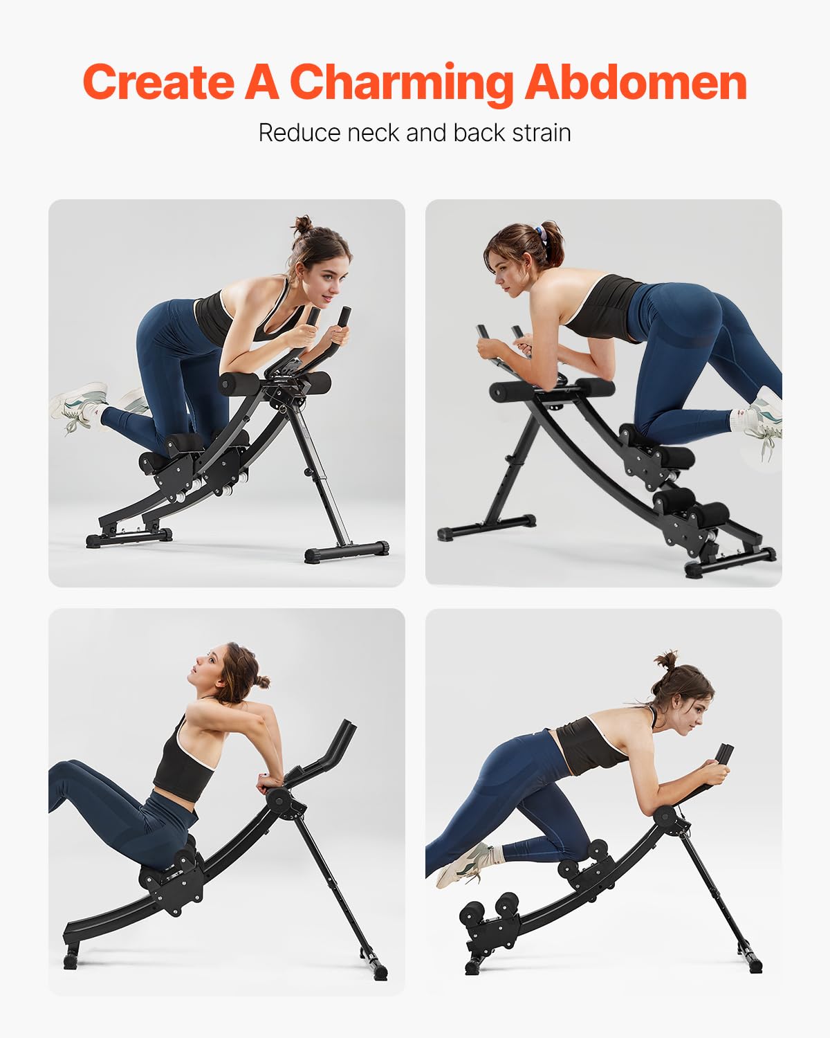 AB Workout Machine, Ab Workout Equipment at Home Gym, Core & Abdominal Trainers for Women, 330 lbs Weight Capacity Strength Training Ab Cruncher, Foldable Adjustable Fitness Exerciser