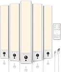 EZVALO 5-Pack Sous Éclairage du Cabinet, 2400mAh Lampe de détecteur de mouvement, lumières de placards sans fil, dimmable, minuterie, magnétique, avec télécommande pour cuisine, garde-manger, escaliers
