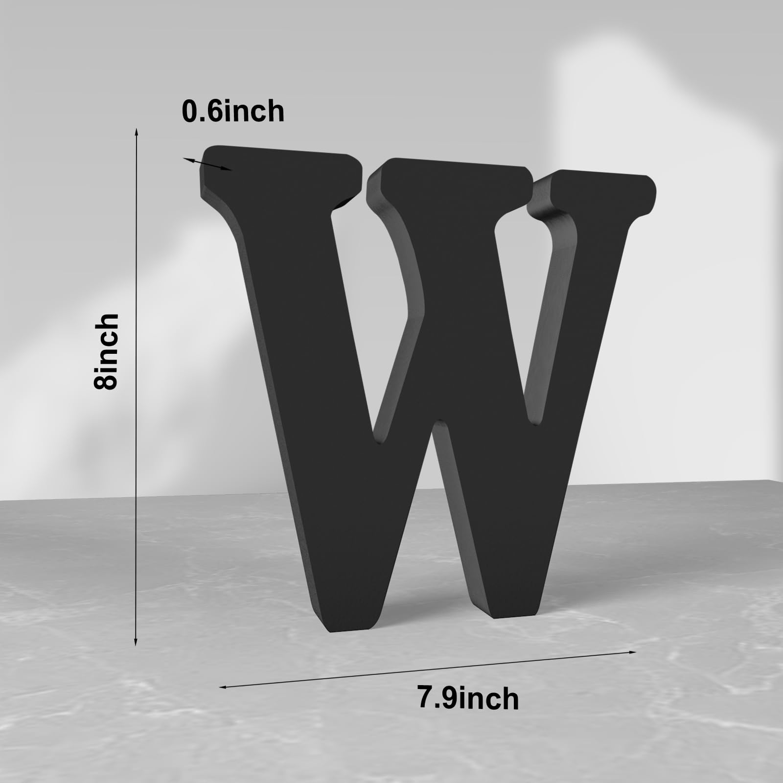 Aruatu 8 Inch Black Wood Letters Unfinished Wood Letter for Wall Decor Decorative Standing Letter Large Letters for wall Decoration for Craft Home Party Projects (W) - Image 2