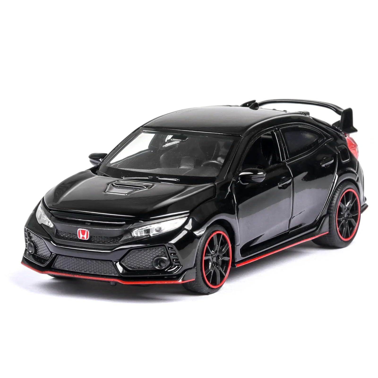 CROPDAK 🏎️ Scale Exclusive Alloy Metal Pull Back Die-cast Car Model with Sound Light Mini Auto Toy for Kids Metal Model Toy Car with Sound and Light (1.32 Scale HON-DA Civic-Black) 3