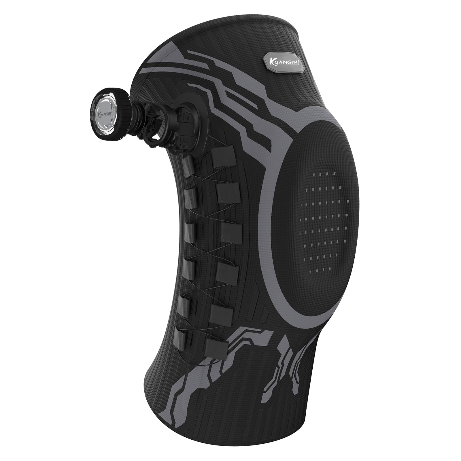 Kuangmi Rodillera ajustable con botón giratorio – para alivio del dolor y apoyo articular en deportes, artrosis, rehabilitación y uso diario, B-R-XL