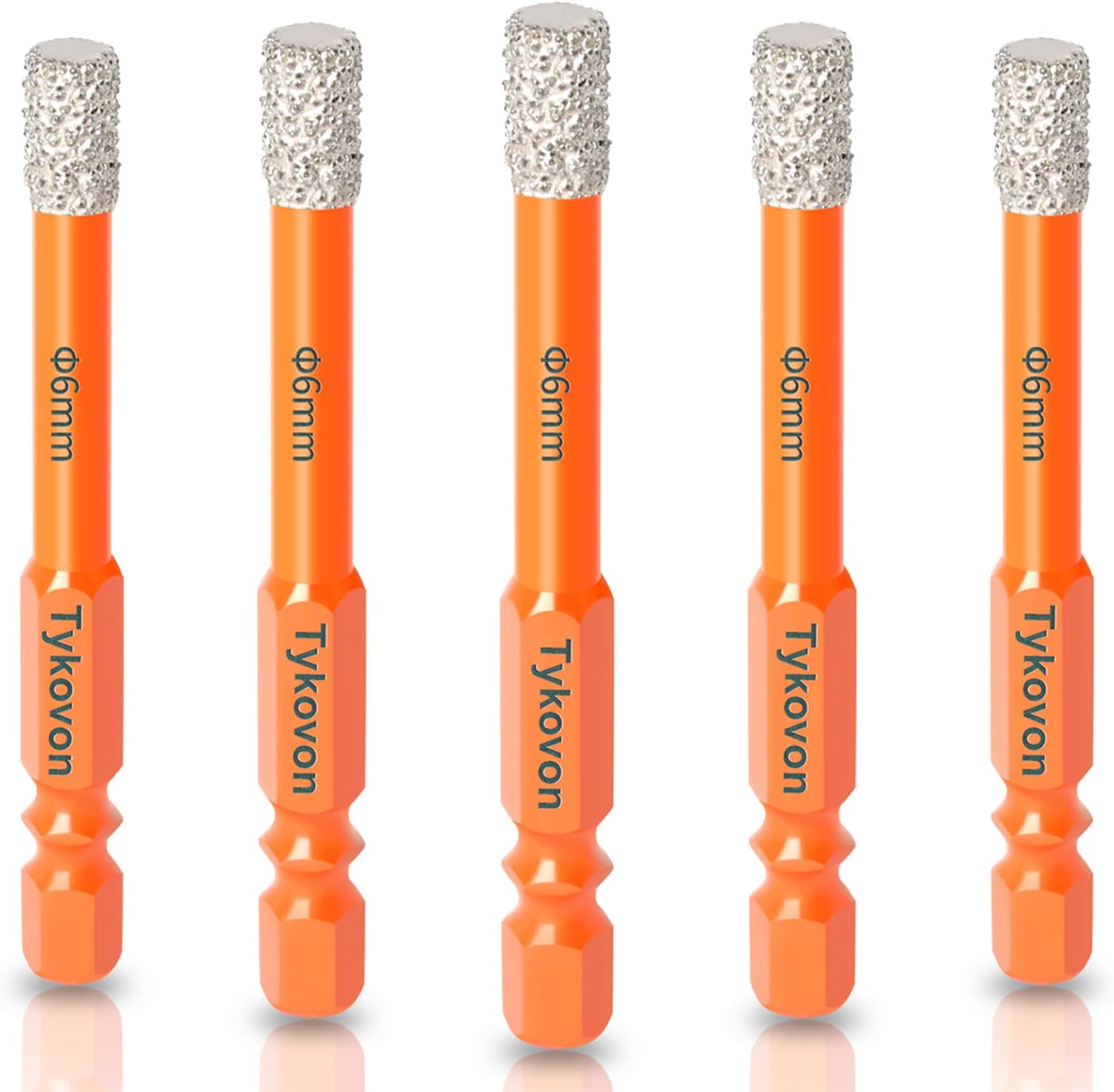 5 Pcs 6mm Diamond Drill Bits, Porcelain Tile Drill Bit, Hex Shank Diamond Dry Drill Bits Sets for Granite, Ceramic, Marble, Tile Stone, Glass, Hard Materials